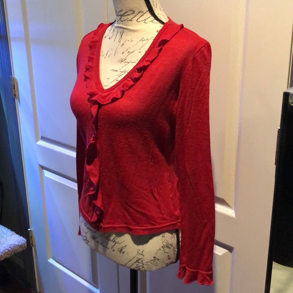 Free people size large lightweight long sleeved V neck sweater/top - Picture 2 of 8